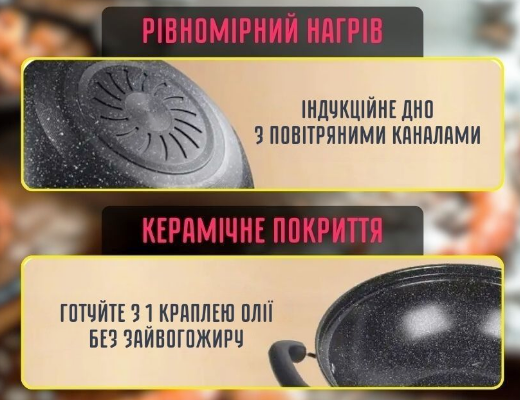 Купити онлайн: Сковорода вок із кришкою