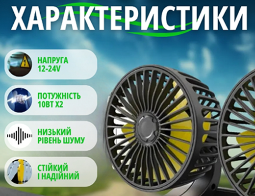 Інтернет Магазин Склад Акція Ціна Знижка: Подвійний автомобільний вентилятор